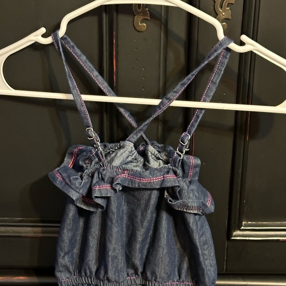 Hello Kitty Girls Denim Jumpsuit with spaghetti straps young girls size 6 - Picture 6 of 12